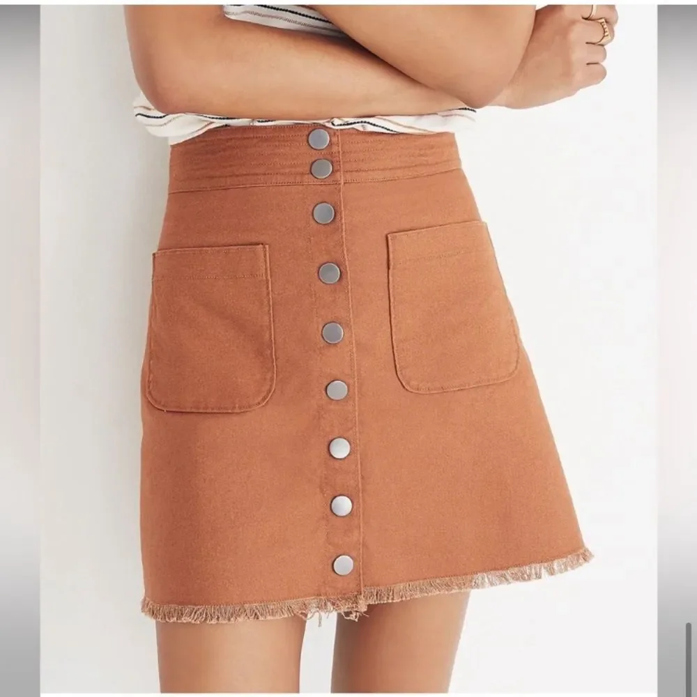 Madewell High-Waist Snap Skirt  Burnt Siena style J3992‎ size 2